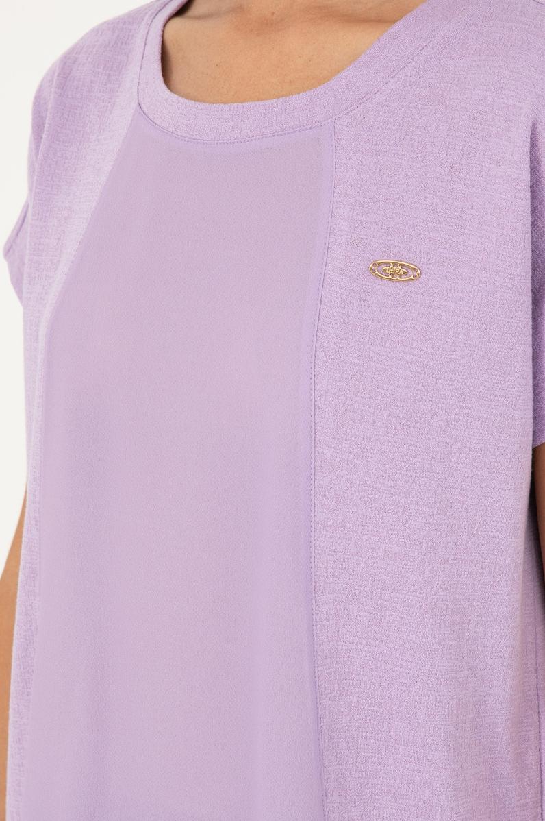 Kadın Lila Bisiklet Yaka Tişört