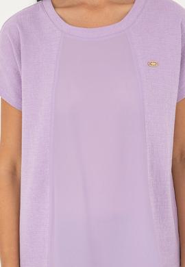 Kadın Lila Bisiklet Yaka Tişört - 50281901040
