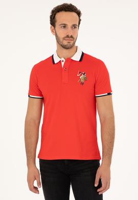 Erkek Slim Fit Polo Yaka Kırmızı Basic Tişört - 50279559011