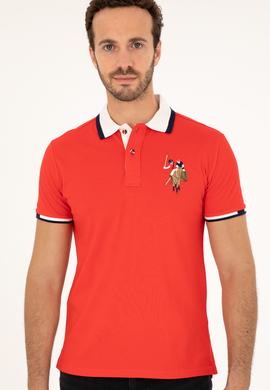 Erkek Slim Fit Polo Yaka Kırmızı Basic Tişört - 50279559011