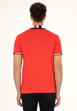 Erkek Slim Fit Polo Yaka Kırmızı Basic Tişört - 50279559011