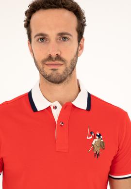 Erkek Slim Fit Polo Yaka Kırmızı Basic Tişört - 50279559011