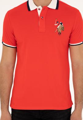 Erkek Slim Fit Polo Yaka Kırmızı Basic Tişört - 50279559011