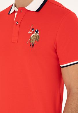 Erkek Slim Fit Polo Yaka Kırmızı Basic Tişört - 50279559011