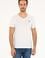 Erkek Slim Fit V Yaka Beyaz Basic Tişört