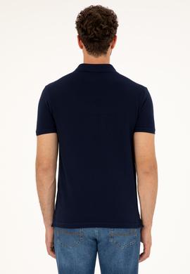 Erkek Slim Fit Polo Yaka Lacivert Basic Tişört - 50279610016