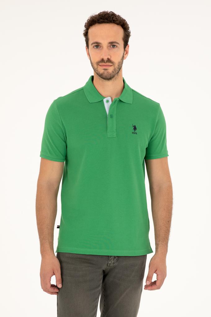 Erkek Regular Fit Polo Yaka Yeşil Basic Tişört
