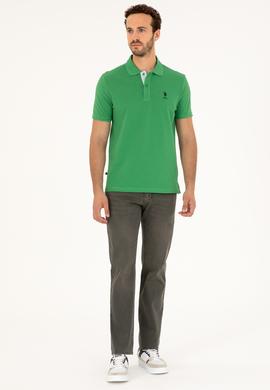 Erkek Regular Fit Polo Yaka Yeşil Basic Tişört - 50279611208