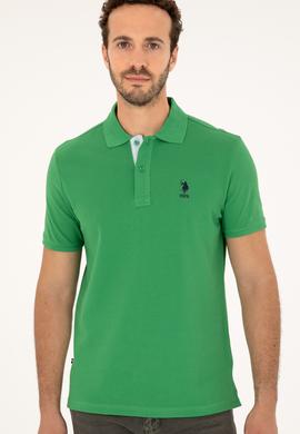Erkek Regular Fit Polo Yaka Yeşil Basic Tişört - 50279611208