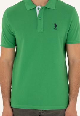 Erkek Regular Fit Polo Yaka Yeşil Basic Tişört - 50279611208