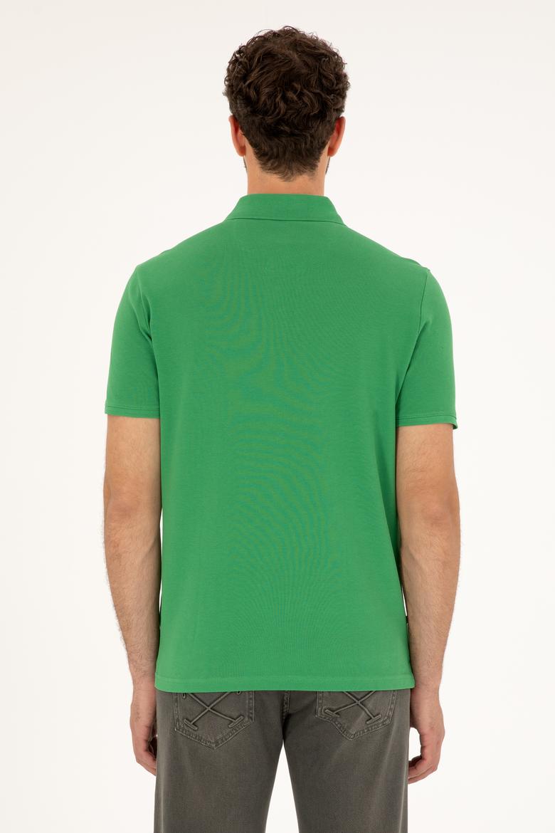 Erkek Regular Fit Polo Yaka Yeşil Basic Tişört - 50279611208