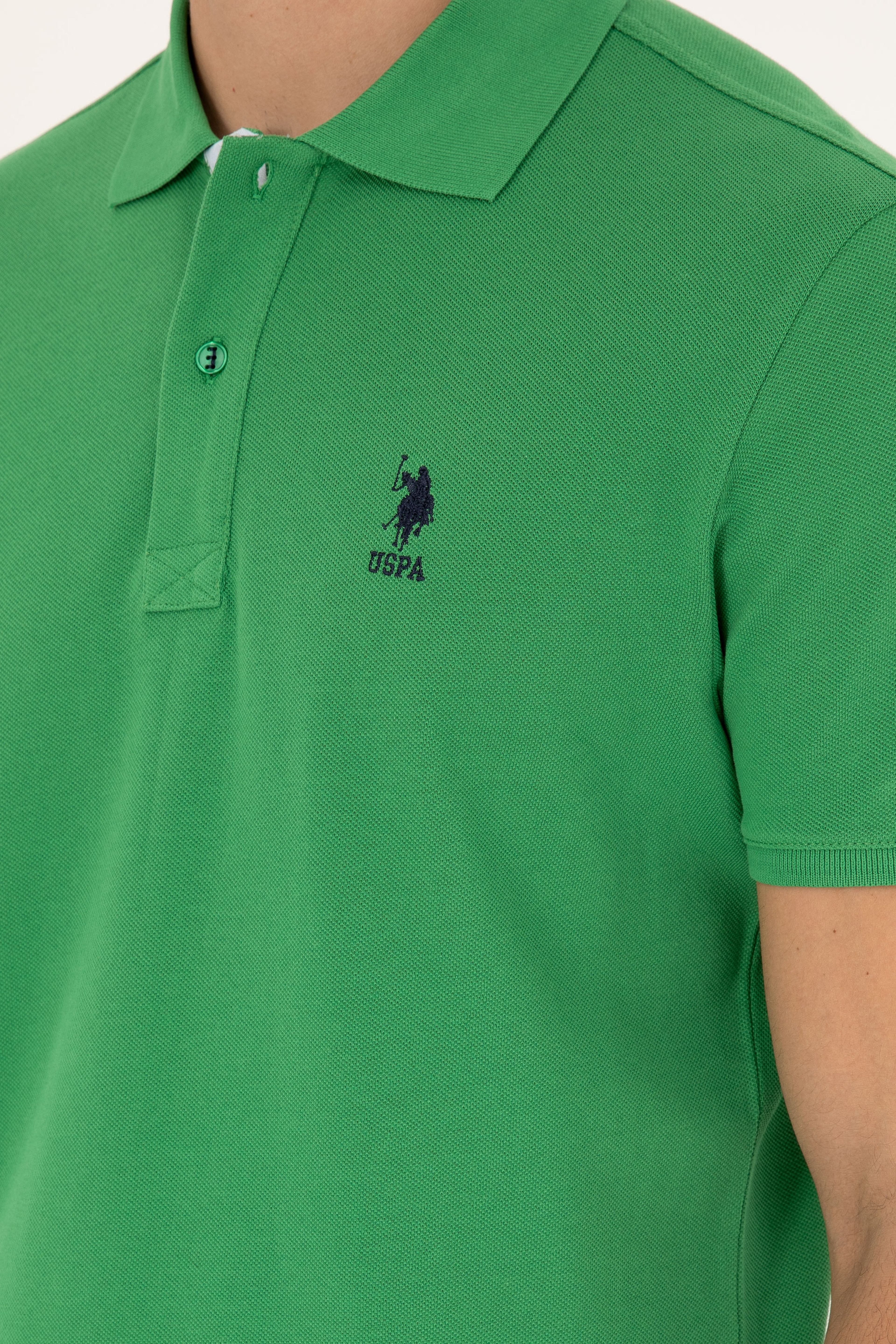 Erkek Regular Fit Polo Yaka Yeşil Basic Tişört - Image 7