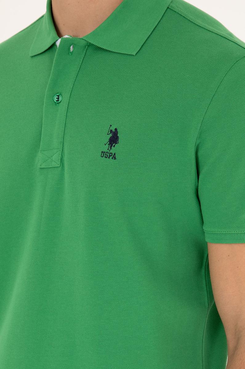 Erkek Regular Fit Polo Yaka Yeşil Basic Tişört