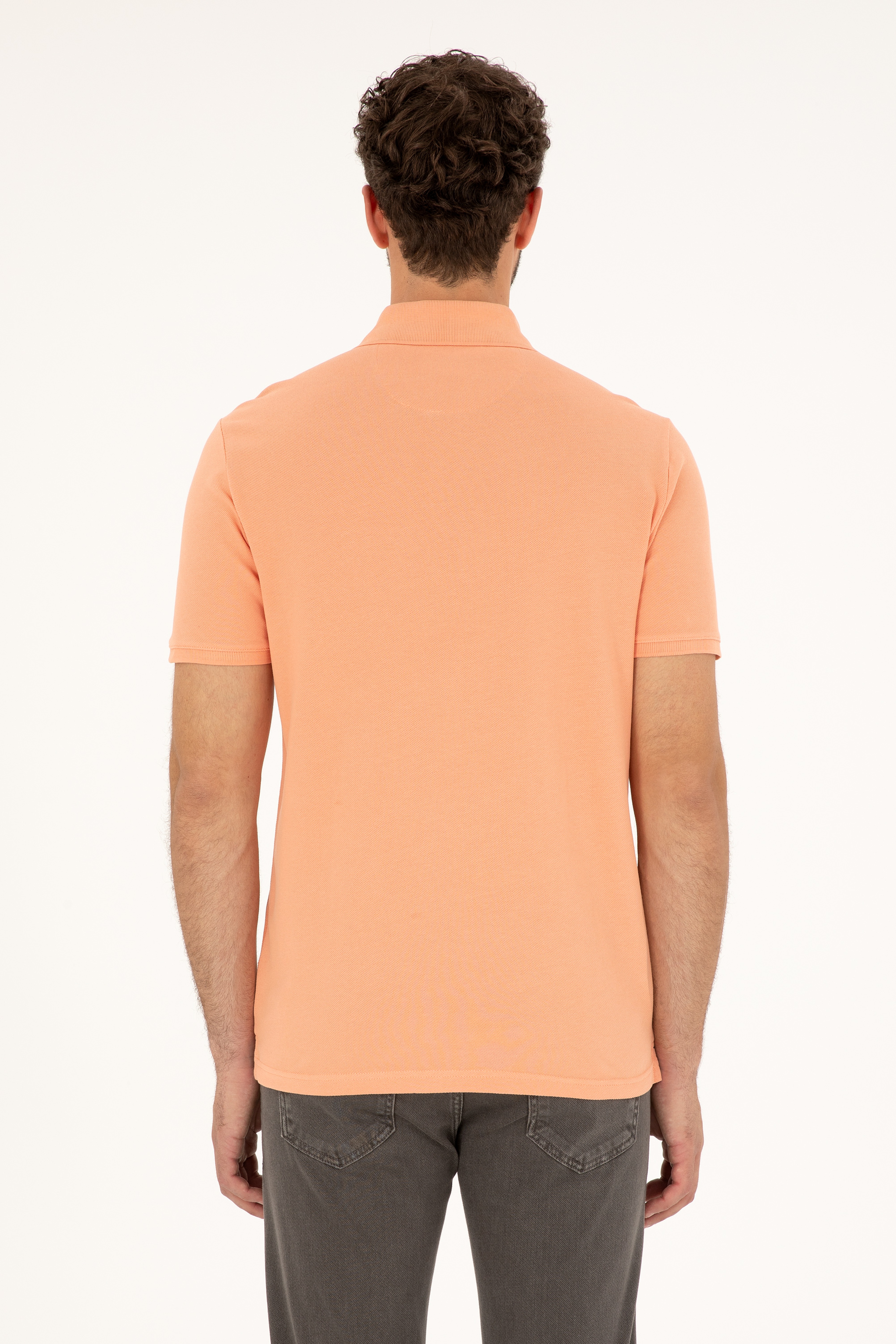Erkek Regular Fit Polo Yaka Somon Basic Tişört
