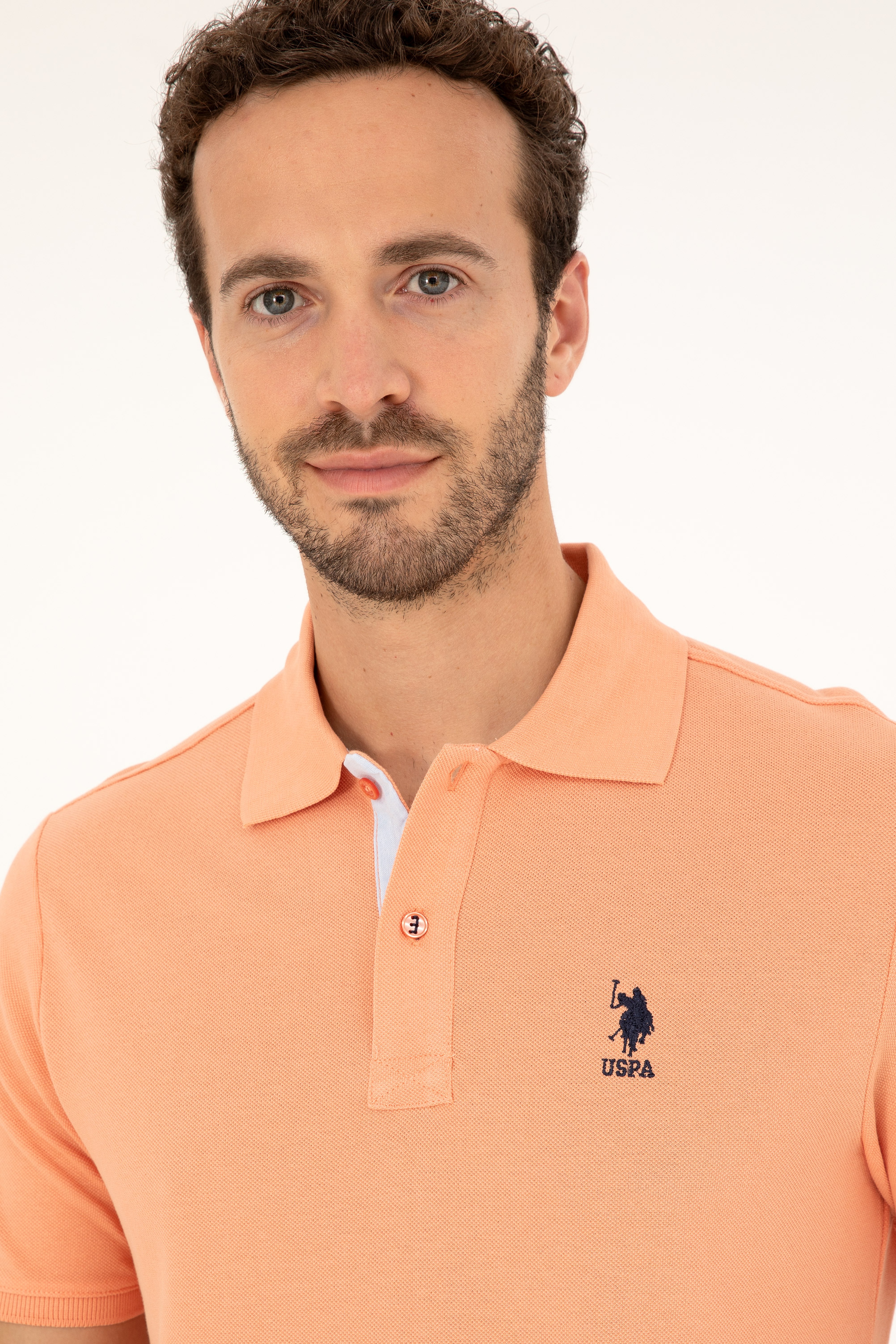 Erkek Regular Fit Polo Yaka Somon Basic Tişört - Image 2