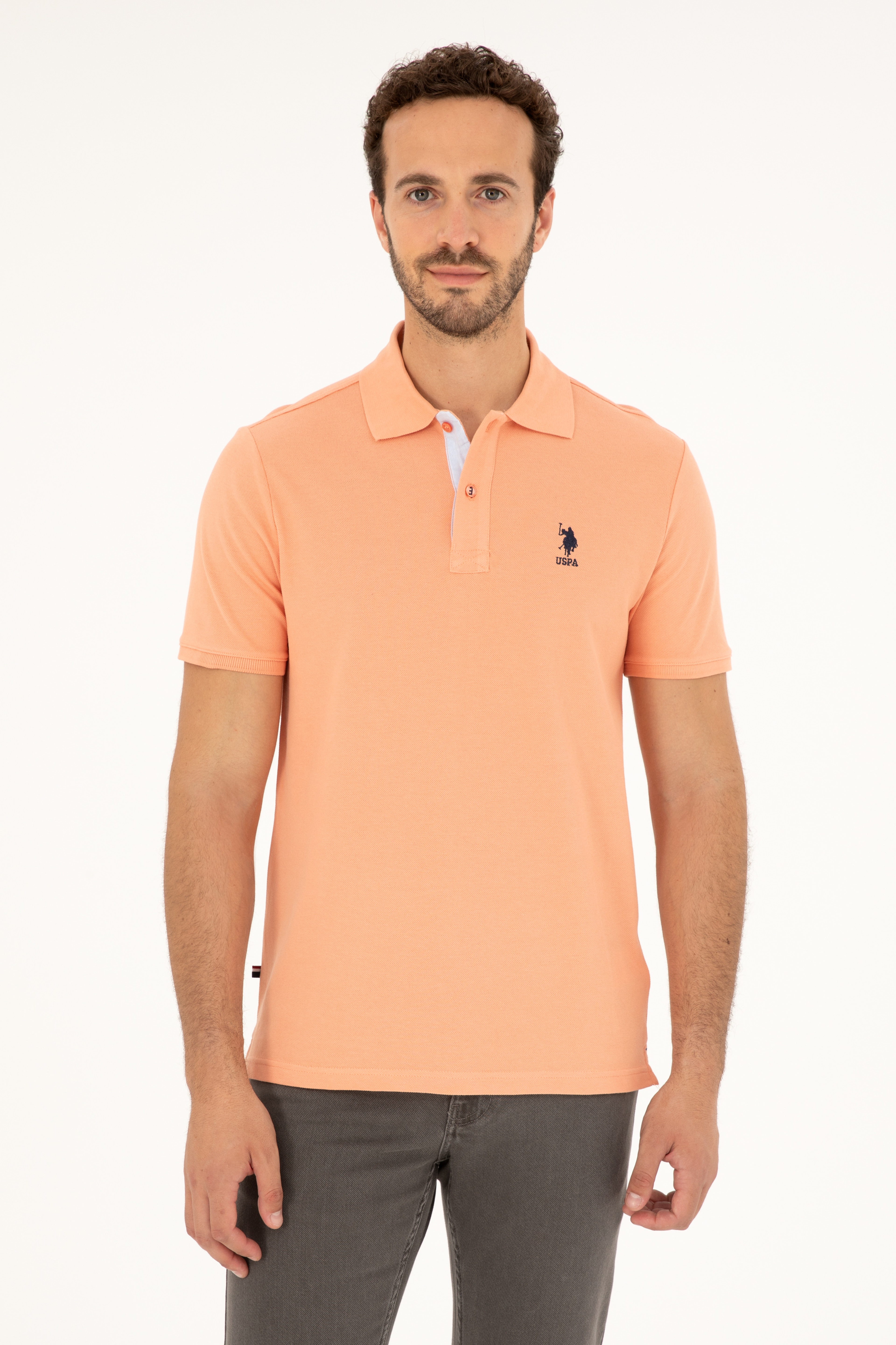 Erkek Regular Fit Polo Yaka Somon Basic Tişört