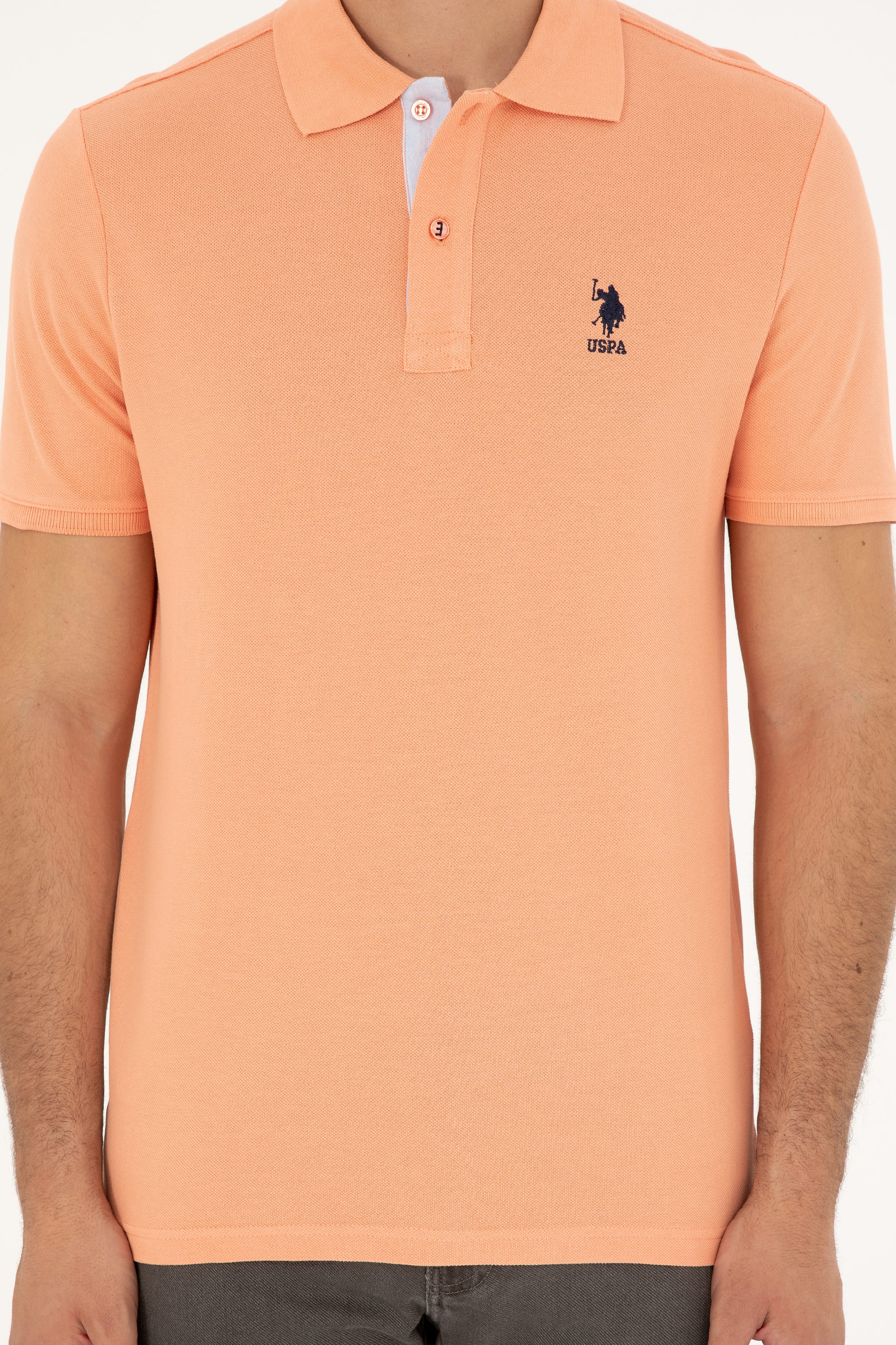 Erkek Regular Fit Polo Yaka Somon Basic Tişört - Image 5