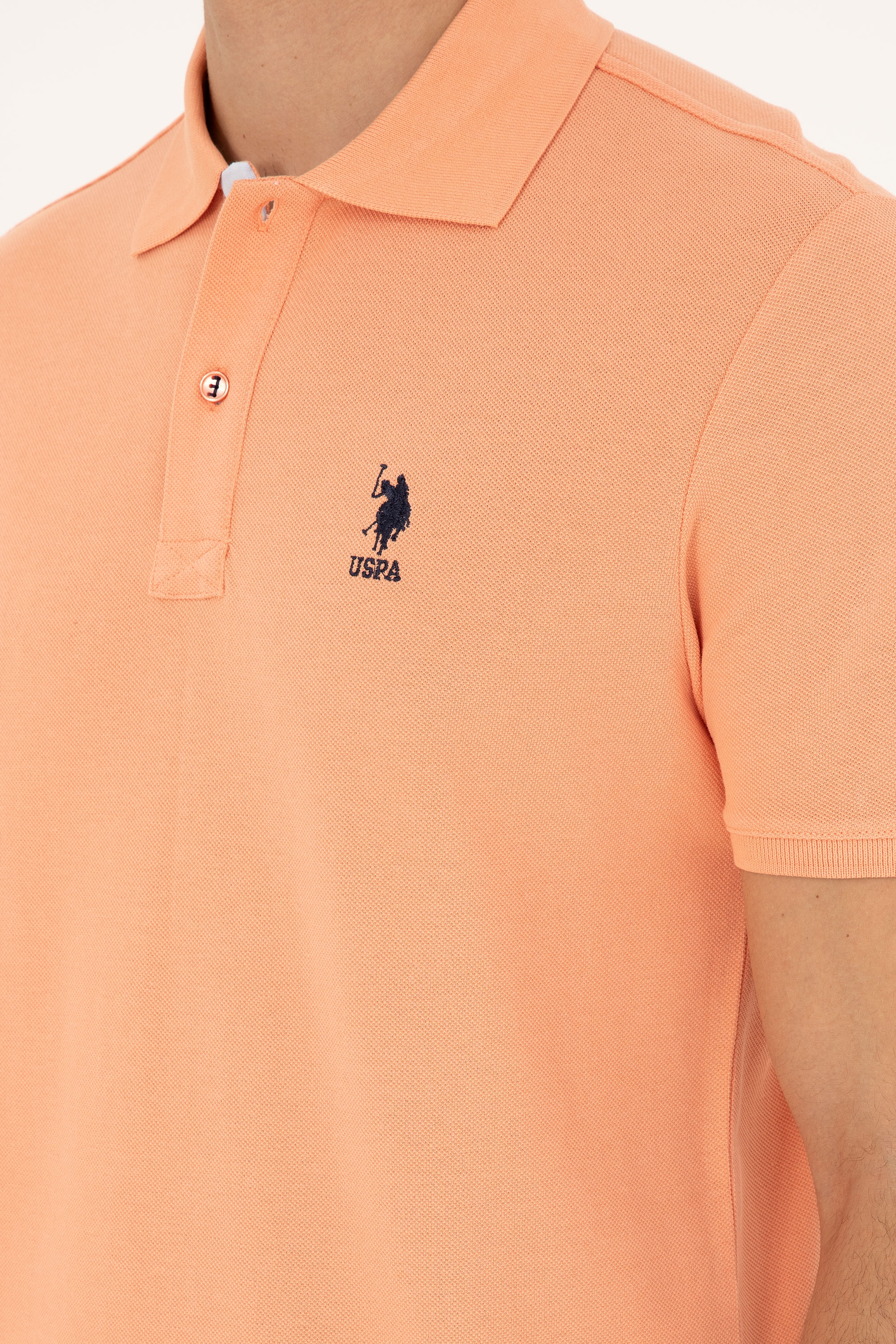 Erkek Regular Fit Polo Yaka Somon Basic Tişört