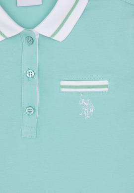 Kız Çocuk Su Yeşili Polo Yaka Tişört - 50288680038