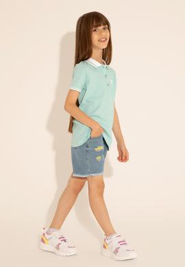 Kız Çocuk Su Yeşili Polo Yaka Tişört - 50288680038