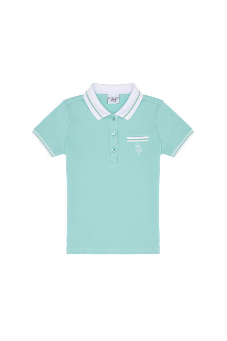 Kız Çocuk Su Yeşili Polo Yaka Tişört - 50288680038