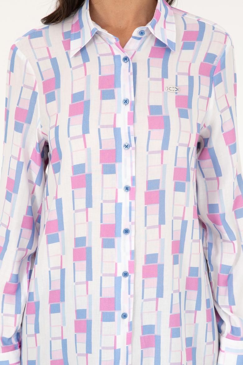 Kadın Saks Uzun Kollu Gömlek - 50283424001