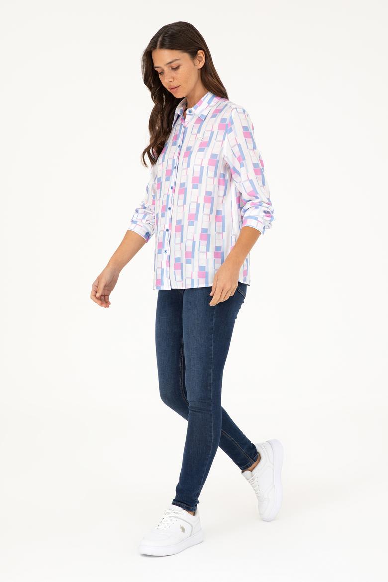 Kadın Saks Uzun Kollu Gömlek - 50283424001