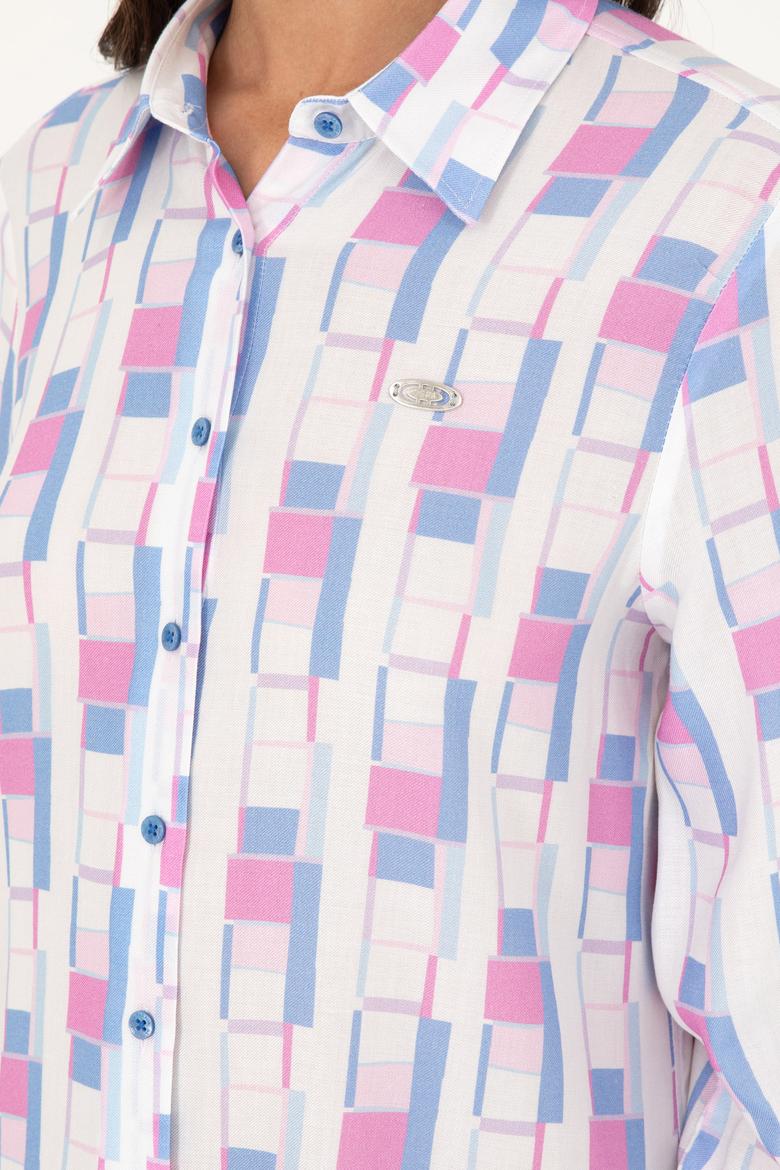 Kadın Saks Uzun Kollu Gömlek - 50283424001