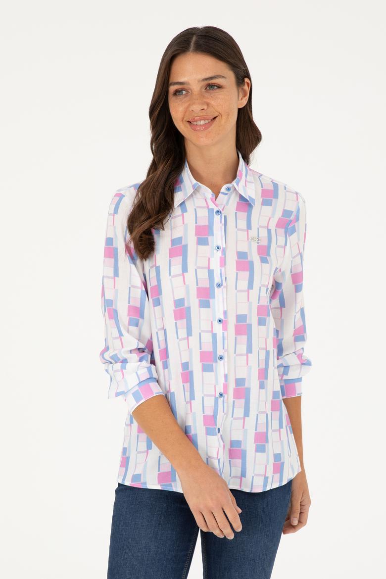 Kadın Saks Uzun Kollu Gömlek