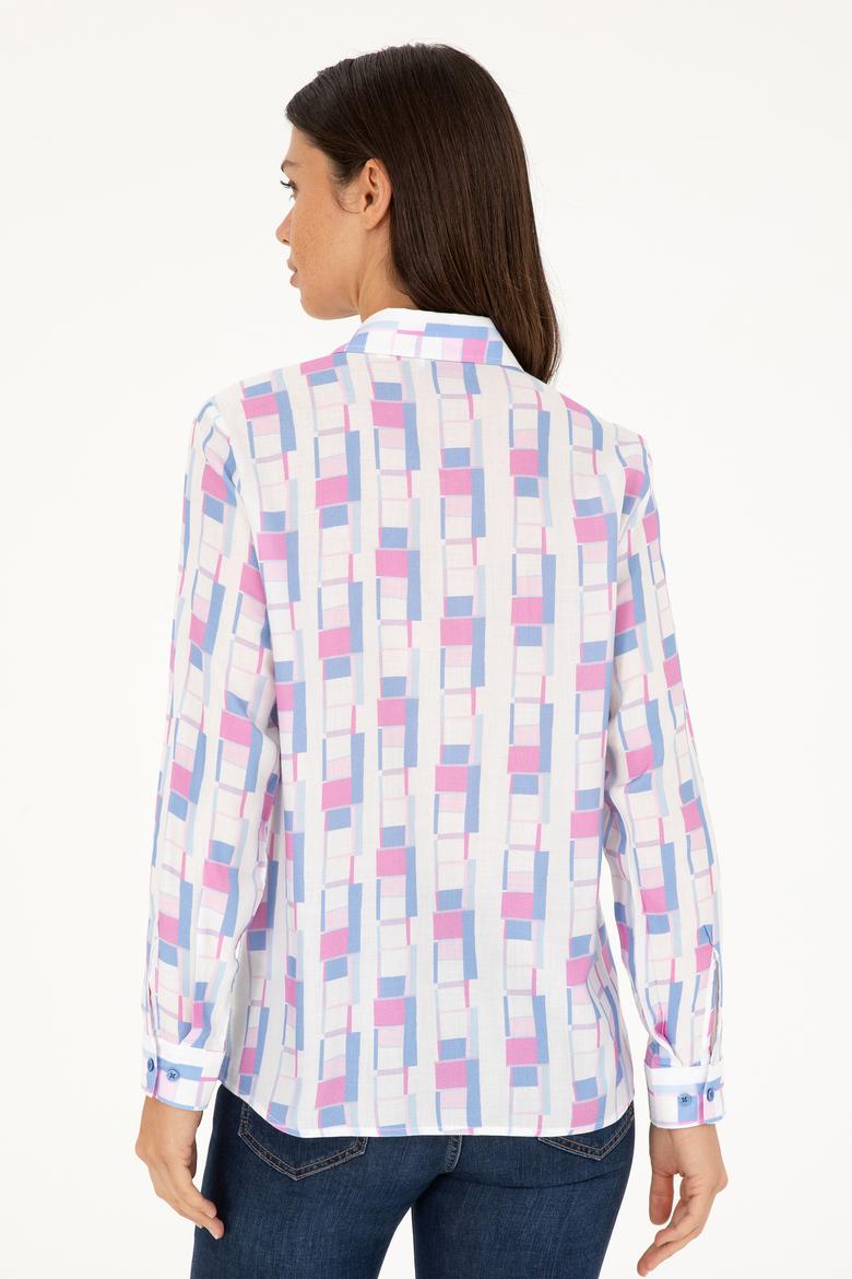 Kadın Saks Uzun Kollu Gömlek - 50283424001