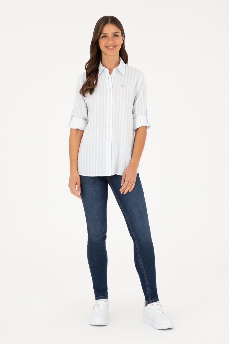 Kadın Açık Mavi Uzun Kollu Gömlek - 50280944002