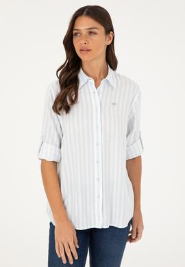 Kadın Açık Mavi Uzun Kollu Gömlek - 50280944002