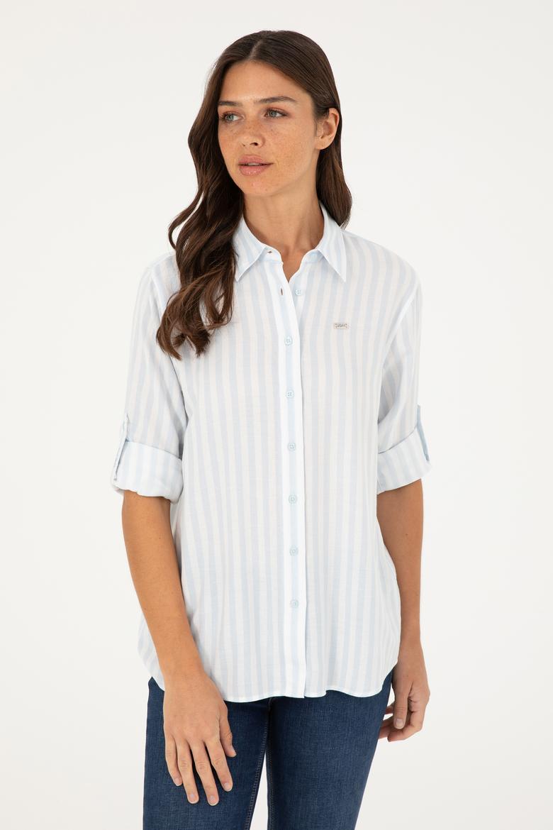 Kadın Açık Mavi Uzun Kollu Gömlek - 50280944002