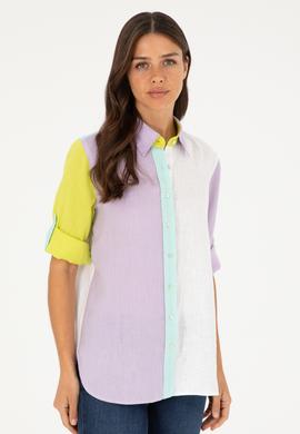 Kadın Lila Uzun Kollu Gömlek - 50283567021