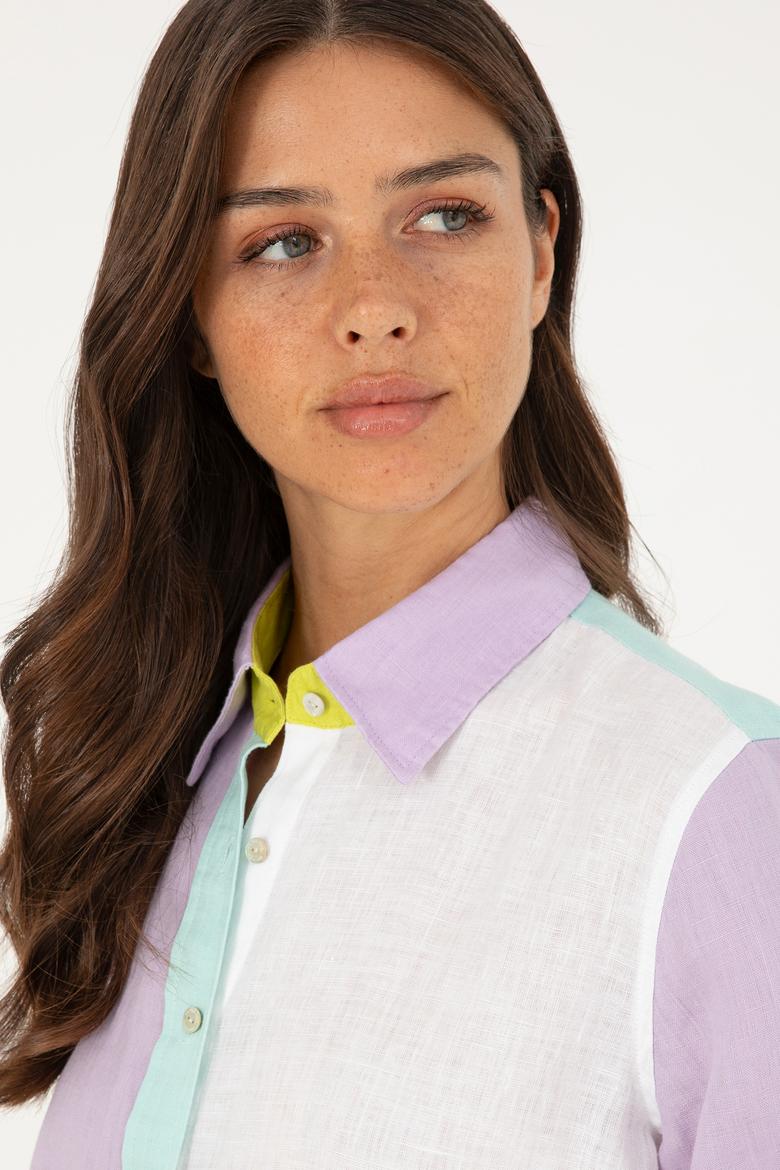 Kadın Lila Uzun Kollu Gömlek - 50283567021