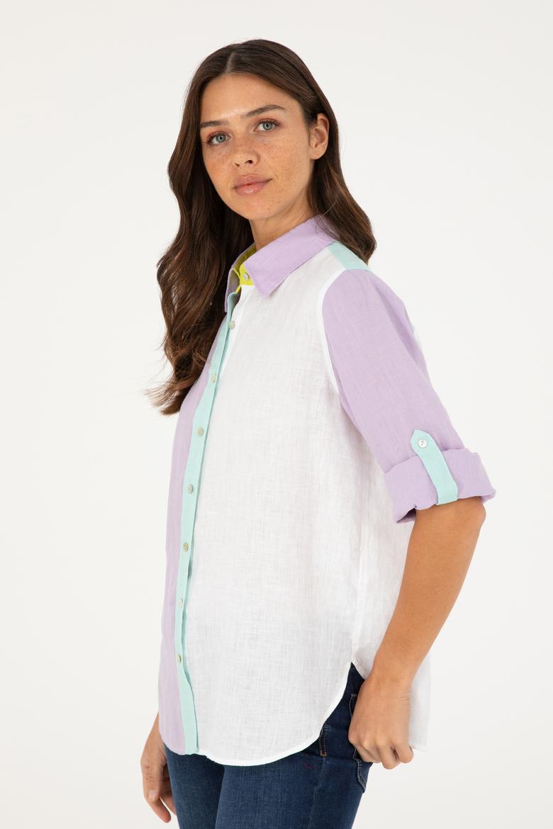 Kadın Lila Uzun Kollu Gömlek - 50283567021