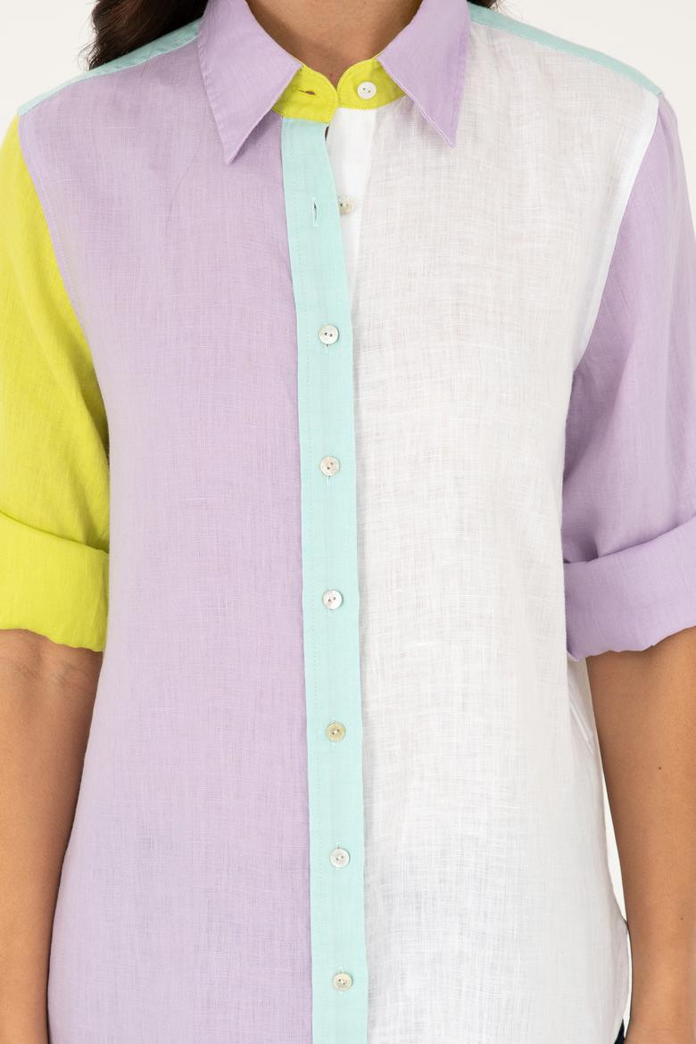 Kadın Lila Uzun Kollu Gömlek - 50283567021