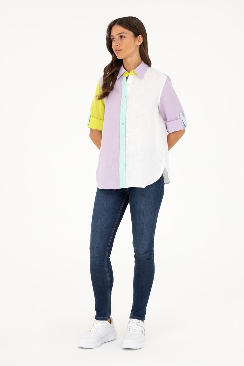 Kadın Lila Uzun Kollu Gömlek - 50283567021