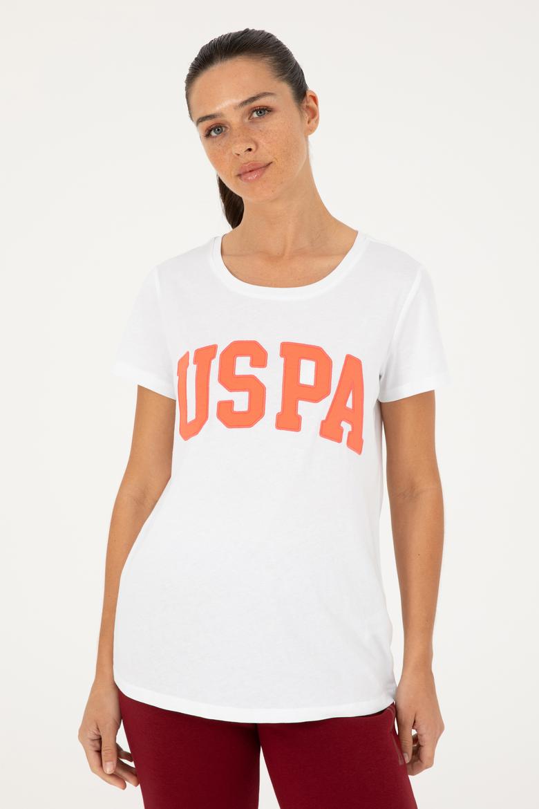 Kadın Beyaz Bisiklet Yaka Basic Tişört - 50280036046