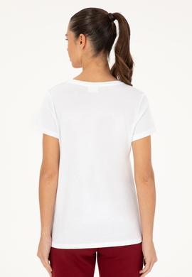 Kadın Beyaz Bisiklet Yaka Basic Tişört - 50280036046