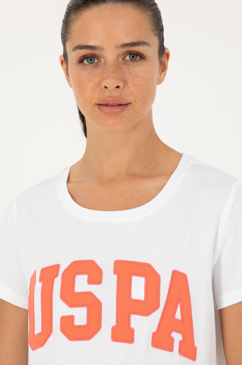 Kadın Beyaz Bisiklet Yaka Basic Tişört