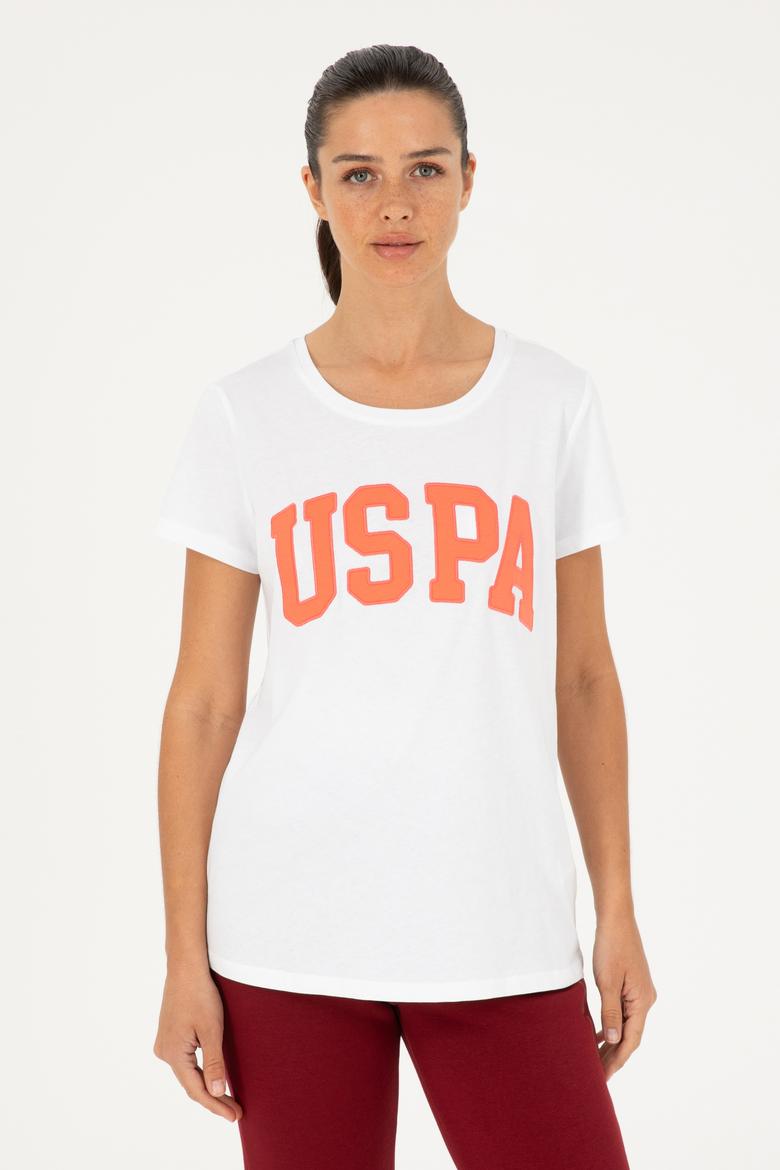 Kadın Beyaz Bisiklet Yaka Basic Tişört