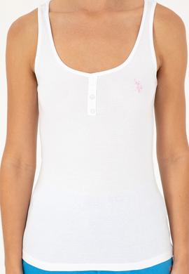 Kadın Beyaz Kolsuz Bisiklet Yaka Basic Tişört - 50280059004