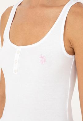 Kadın Beyaz Kolsuz Bisiklet Yaka Basic Tişört - 50280059004