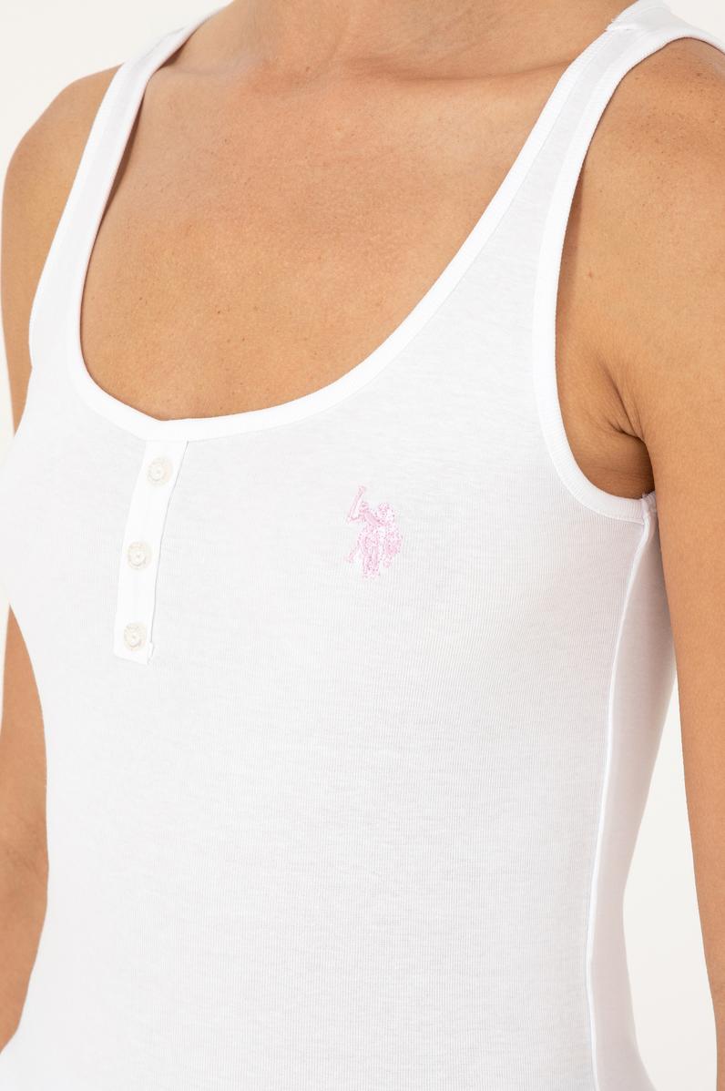 Kadın Beyaz Kolsuz Bisiklet Yaka Basic Tişört