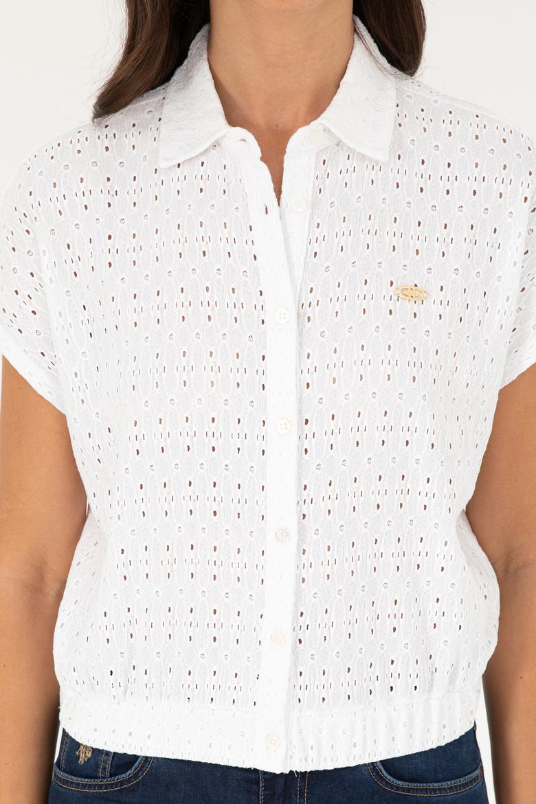 Kadın Beyaz Örme Gömlek - 50285627004