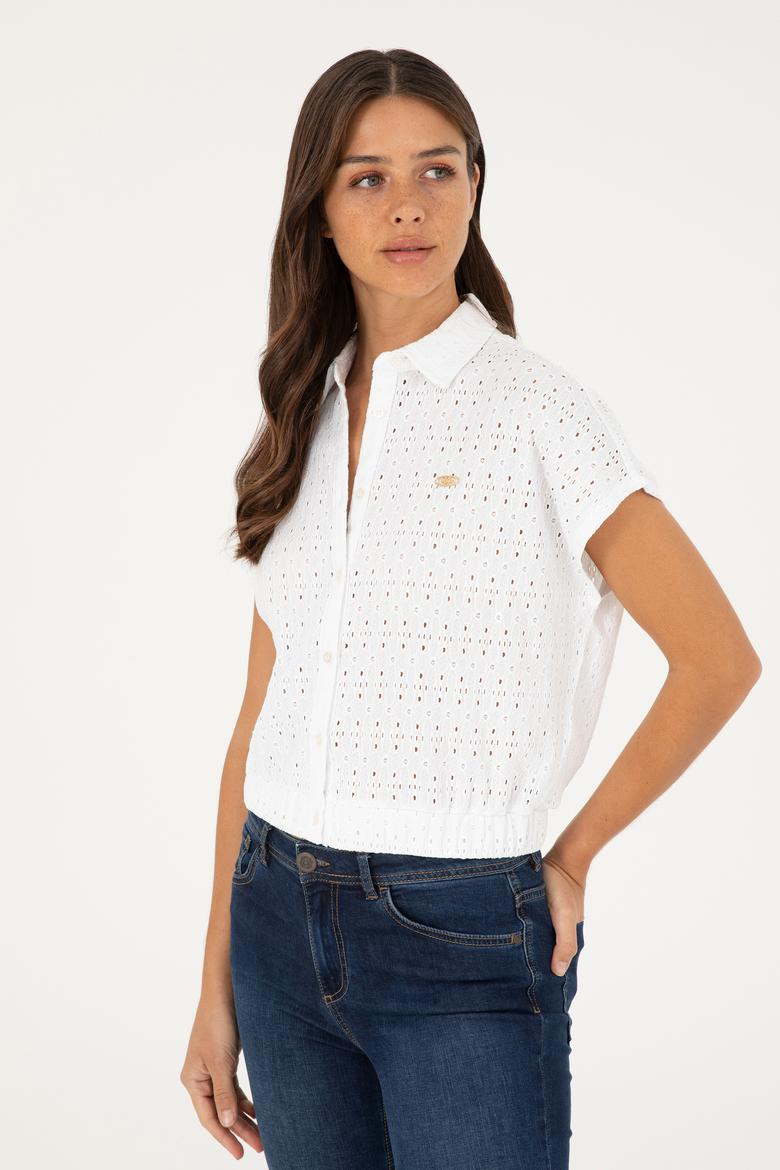Kadın Beyaz Örme Gömlek - 50285627004