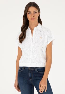Kadın Beyaz Örme Gömlek - 50285627004