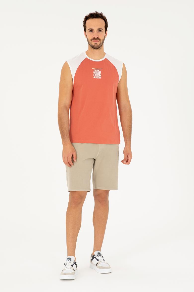 Erkek Regular Fit Bisiklet Yaka Pudra Tişört - 50281798024