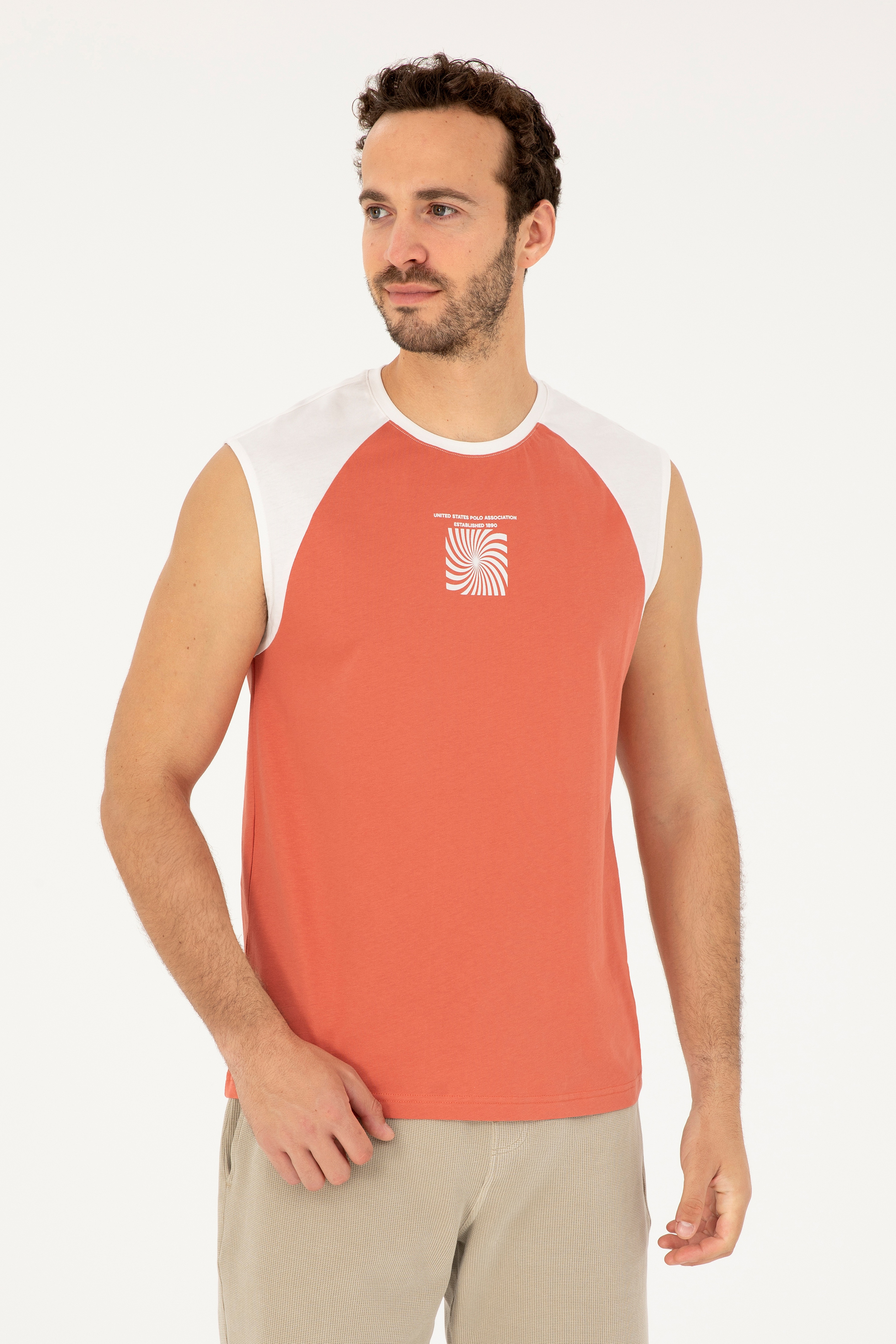 Erkek Regular Fit Bisiklet Yaka Pudra Tişört - Image 1